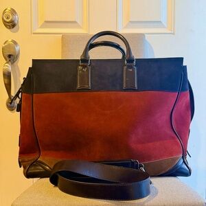 Burberry Prorsum Travel Duffle Weekender Bag Calf Suede Leather